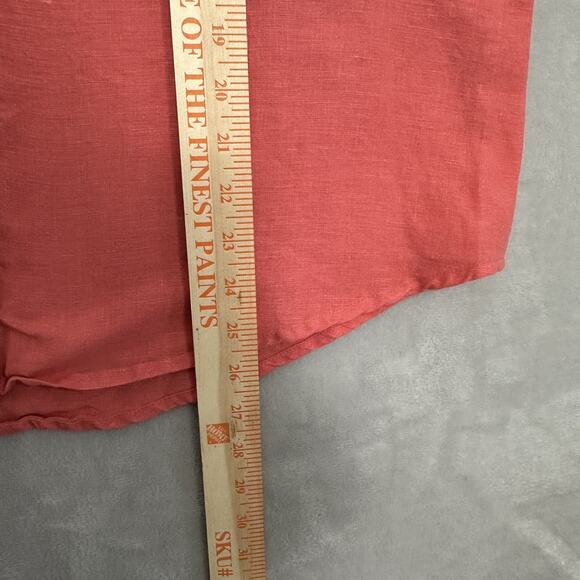 Sundance 100% Linen Shirt Button Up Collared Short Sleeve Coral Women’s Large - Picture 9 of 13